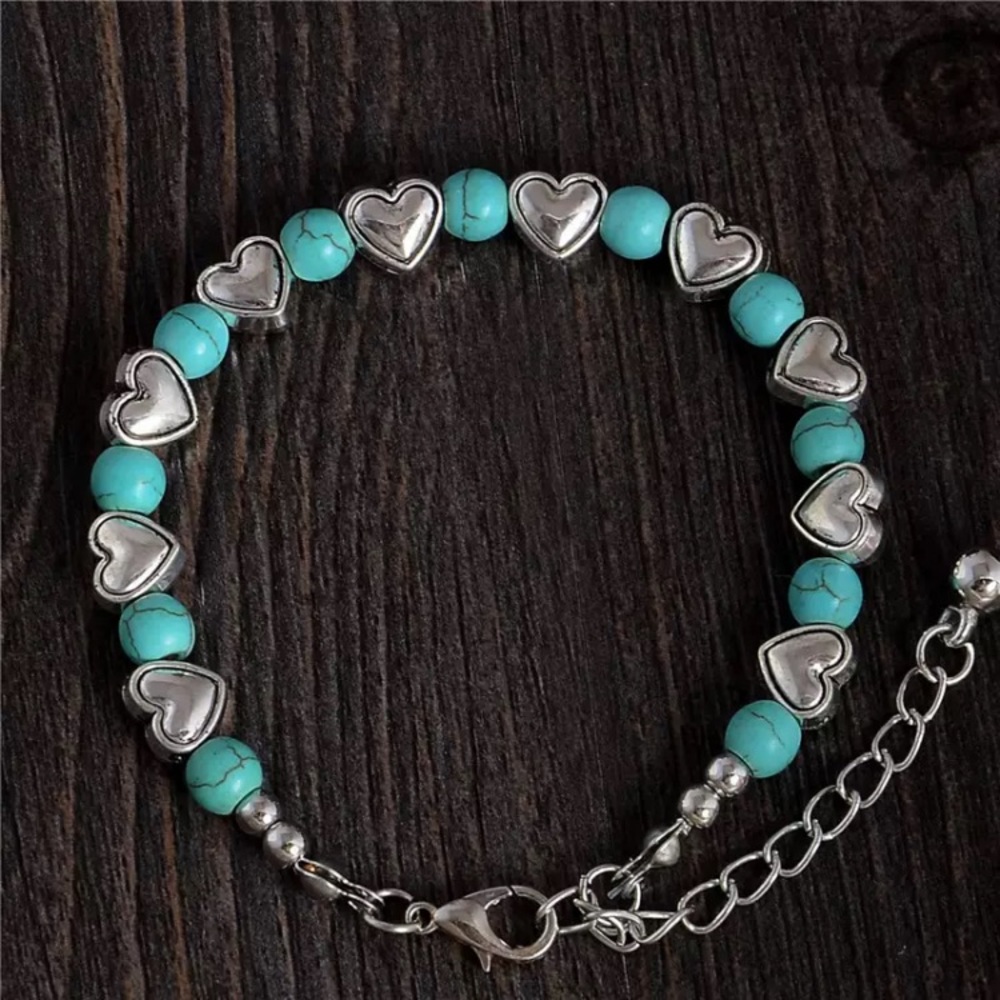 Blue Stone Heart Bracelet - Picture 1 of 1